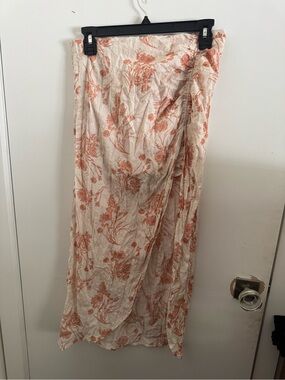 Promesa Cream Maxi Skirt with Rust Floral Print